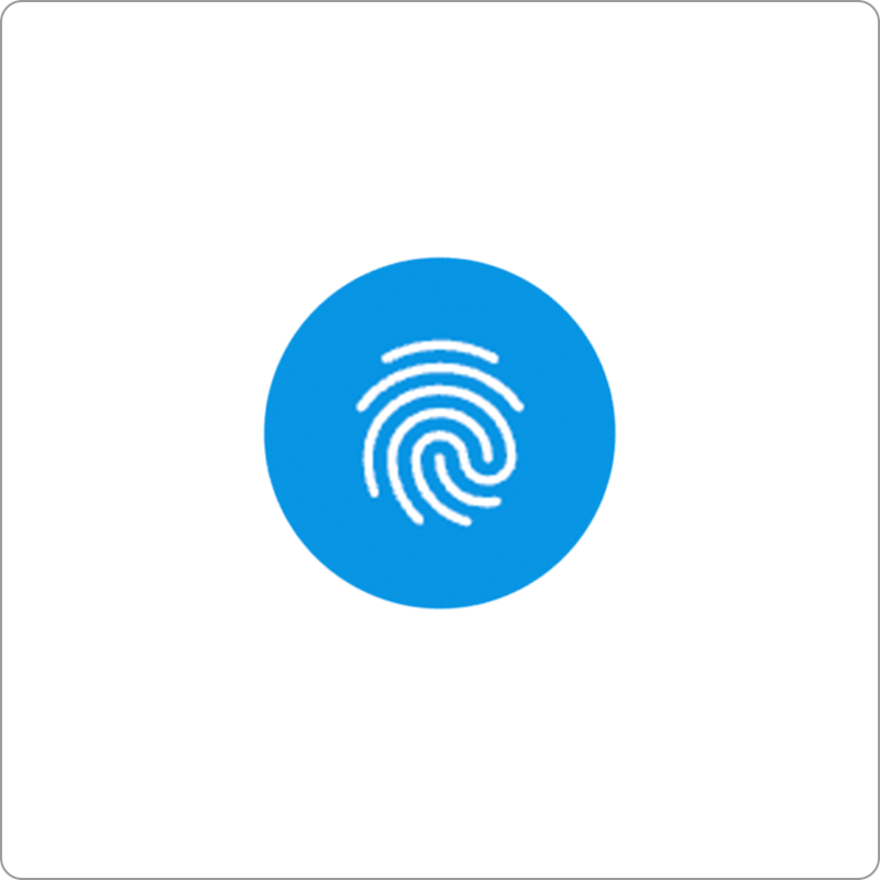 Screenshot of a blue symbol of a fingerprint