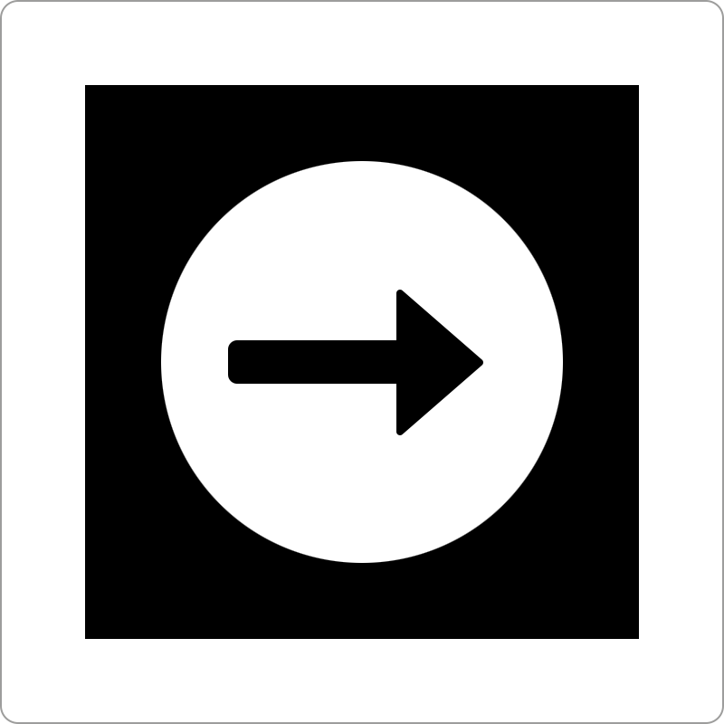 black arrow in a white circle