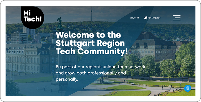 Screenshot of the welcome page, in the picture you see the Stuttgarter Schlossplatz