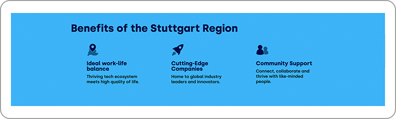 Screenshot of a blue banner of the benefits in the Stuttgart Region