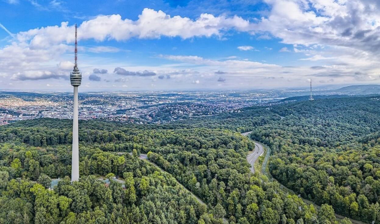 Aerial view of the Stuttgart TV Tower